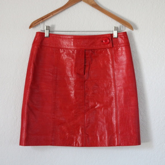 TRUCCO Red Leather skirt SZ:40 - Picture 1 of 6